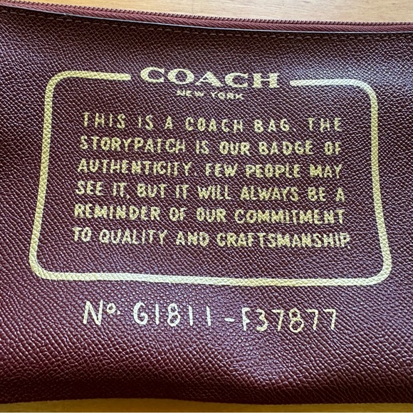 Coach storypatch maroon burgundy leather wristlet clutch - Picture 3 of 6